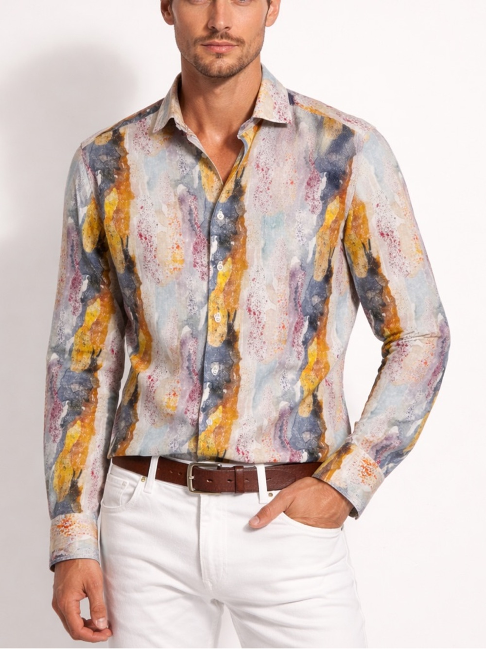 SOLDRobert Graham Abstract Art To Wear Linen Shirt Men’s Large Button Front
